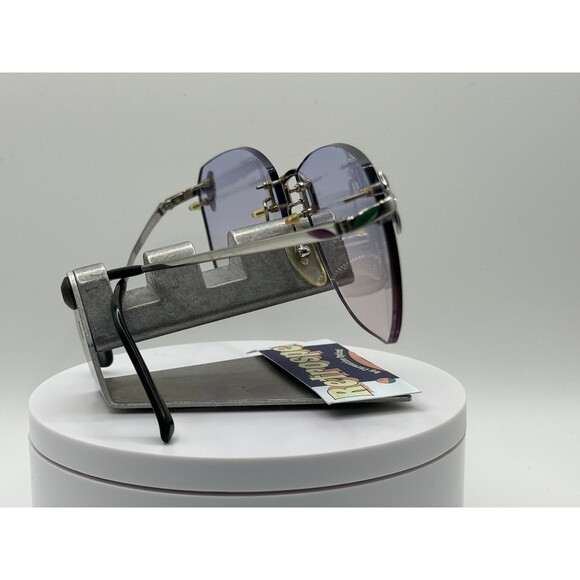 Vintage Oversize Sunglasses NOS Rimless Style Sea Flame Lens Silver Frame 80s| - Picture 6 of 9